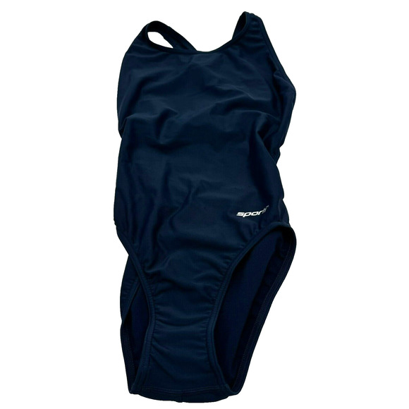 SPORTI NWT Size 28 Navy Blue Solid Wide Strap One Piece Swimsuit‎ Competitive - Picture 2 of 9